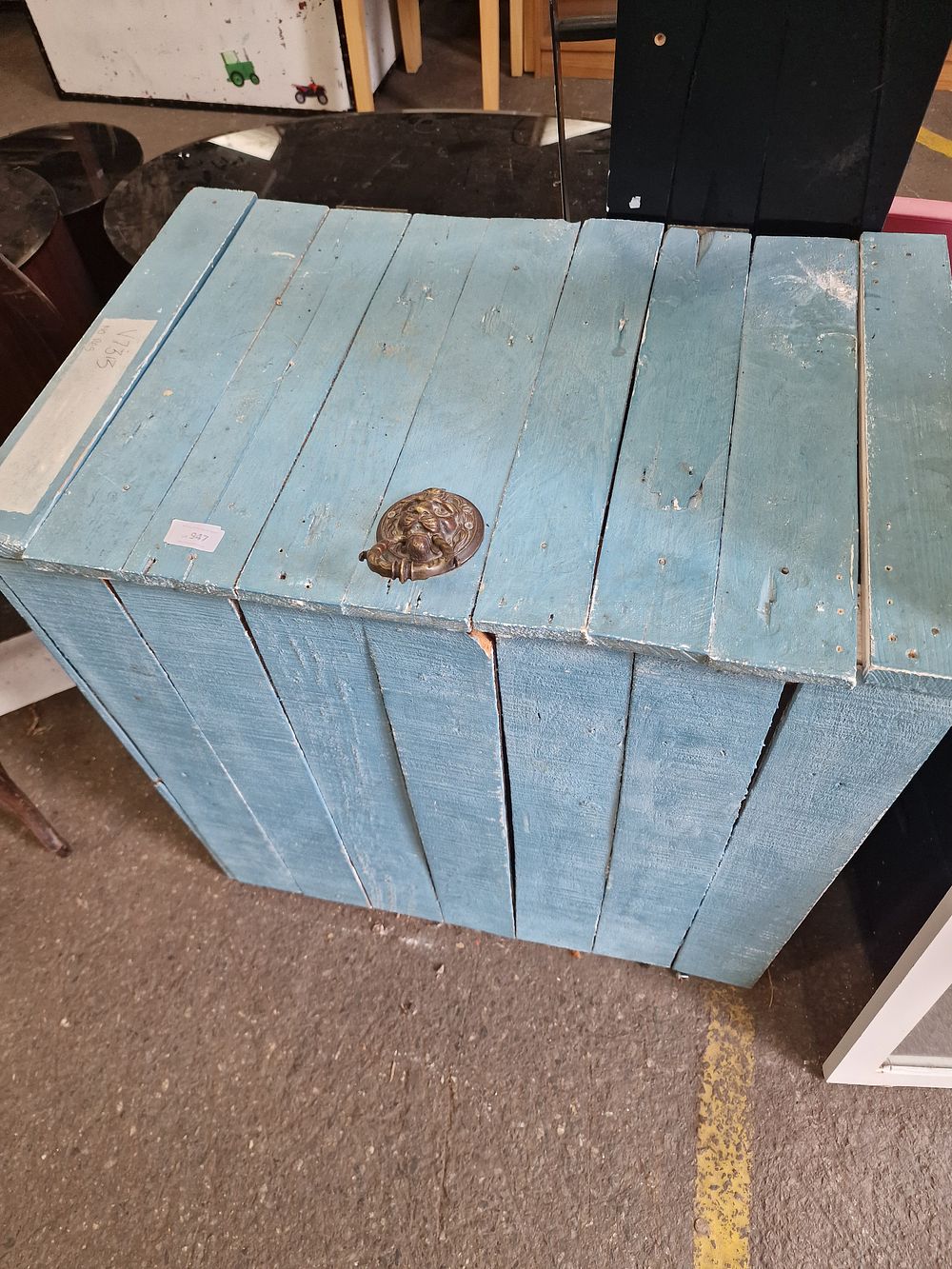 Lot 947: A Painted Softwood Slatted Storage Trunk