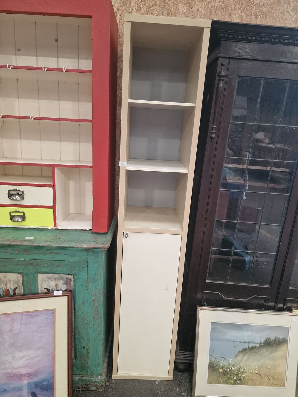Lot 1012: A Light Oak Effect and White Shelving Unit