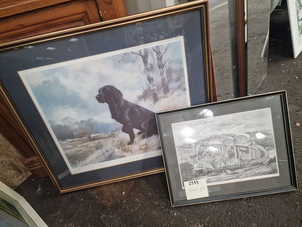 Lot 1027: Two Framed Prints Including a Black Labrador After Pollyanna Pickering