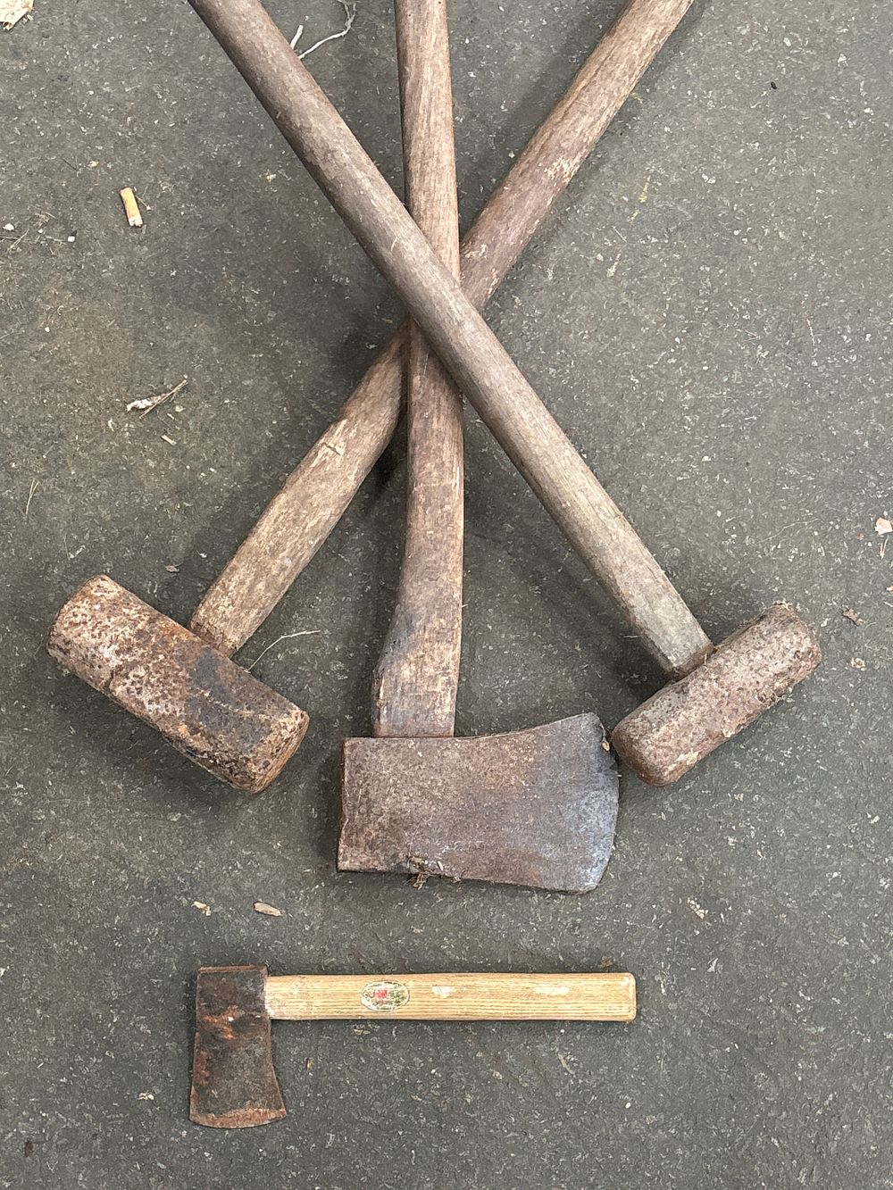Lot 2: A Group of Steel Sledgehammers, Felling Axe and Hatchet