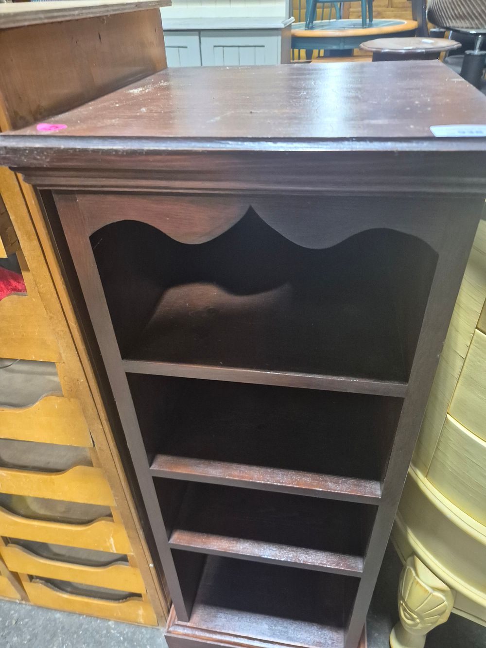 Lot 938: A Vintage Dark Stained Shelving / Spice Rack Unit