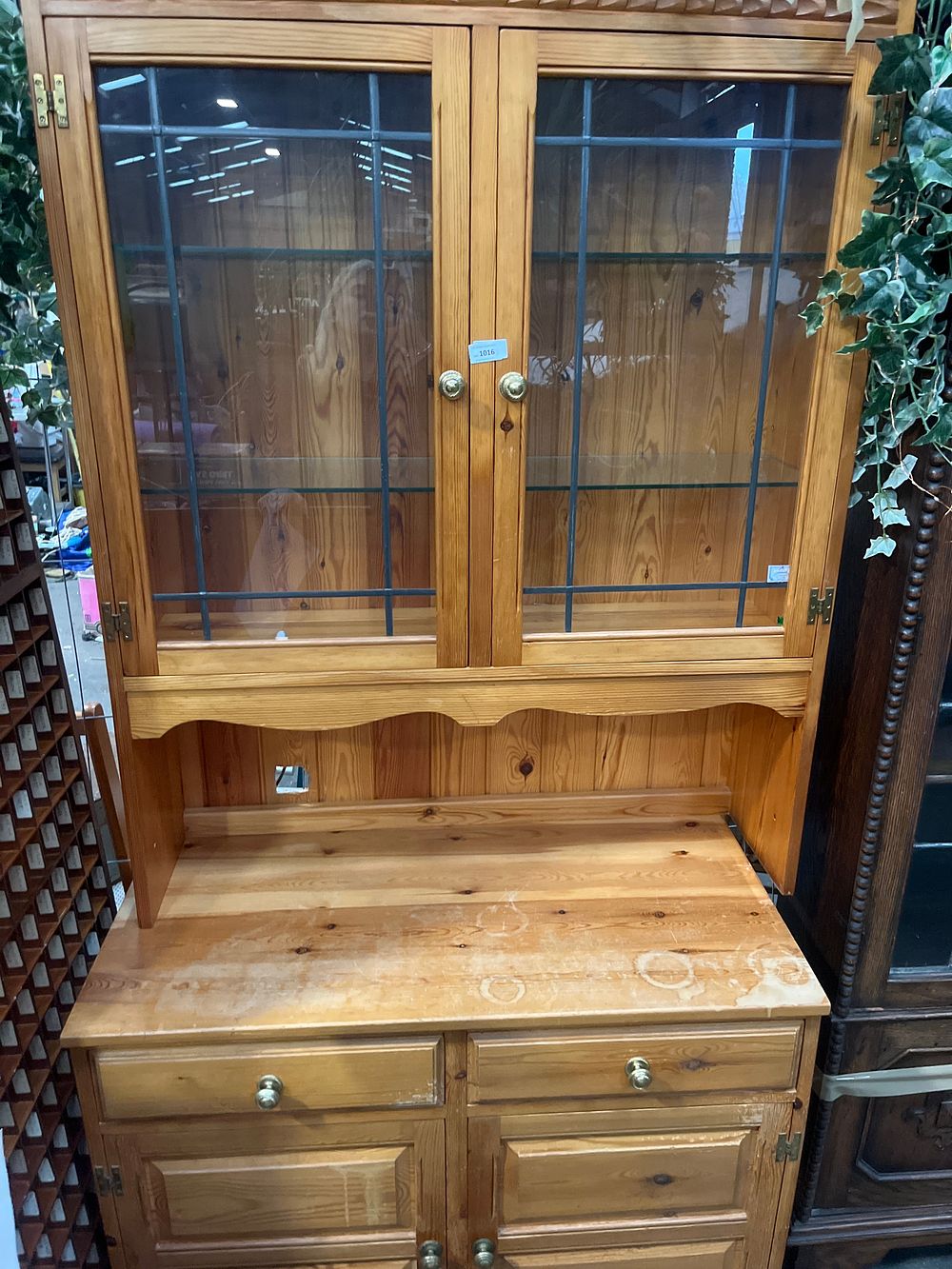 Lot 1016: A Vintage Two-Piece Pine Glazed Dresser