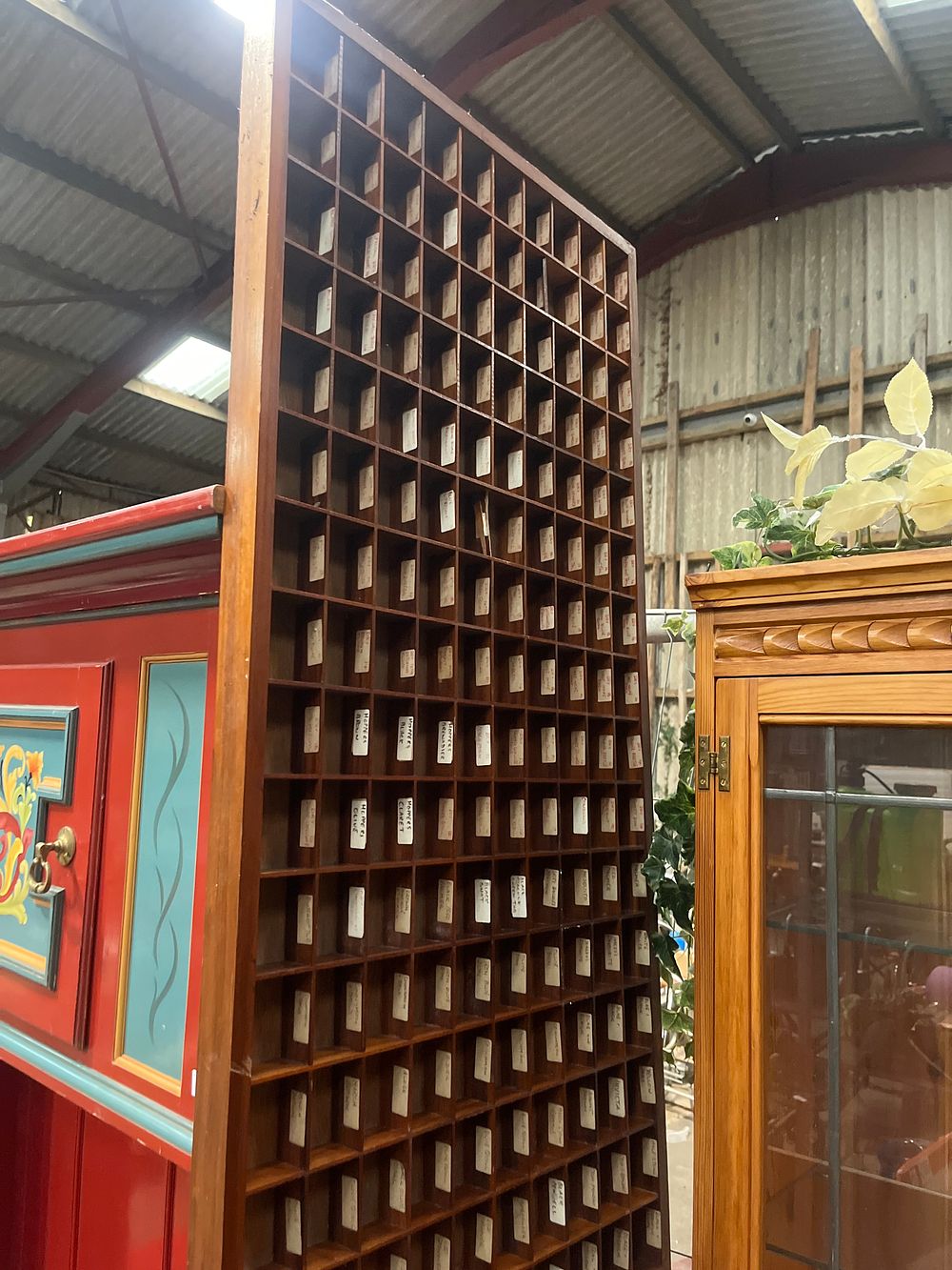 Lot 1017: A Large Multi-Compartment Wooden Fly-Fishing Tackle Display Drawer