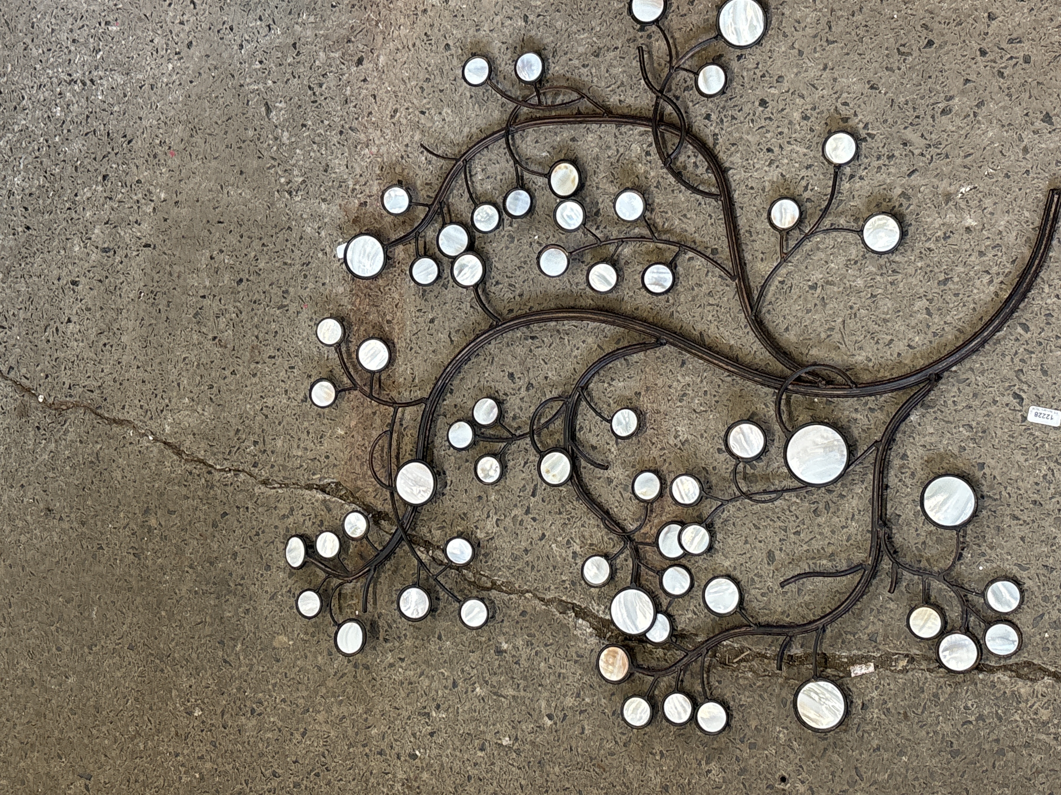 Contemporary Branching Metal Wall Sculpture with Capiz Shell Accents