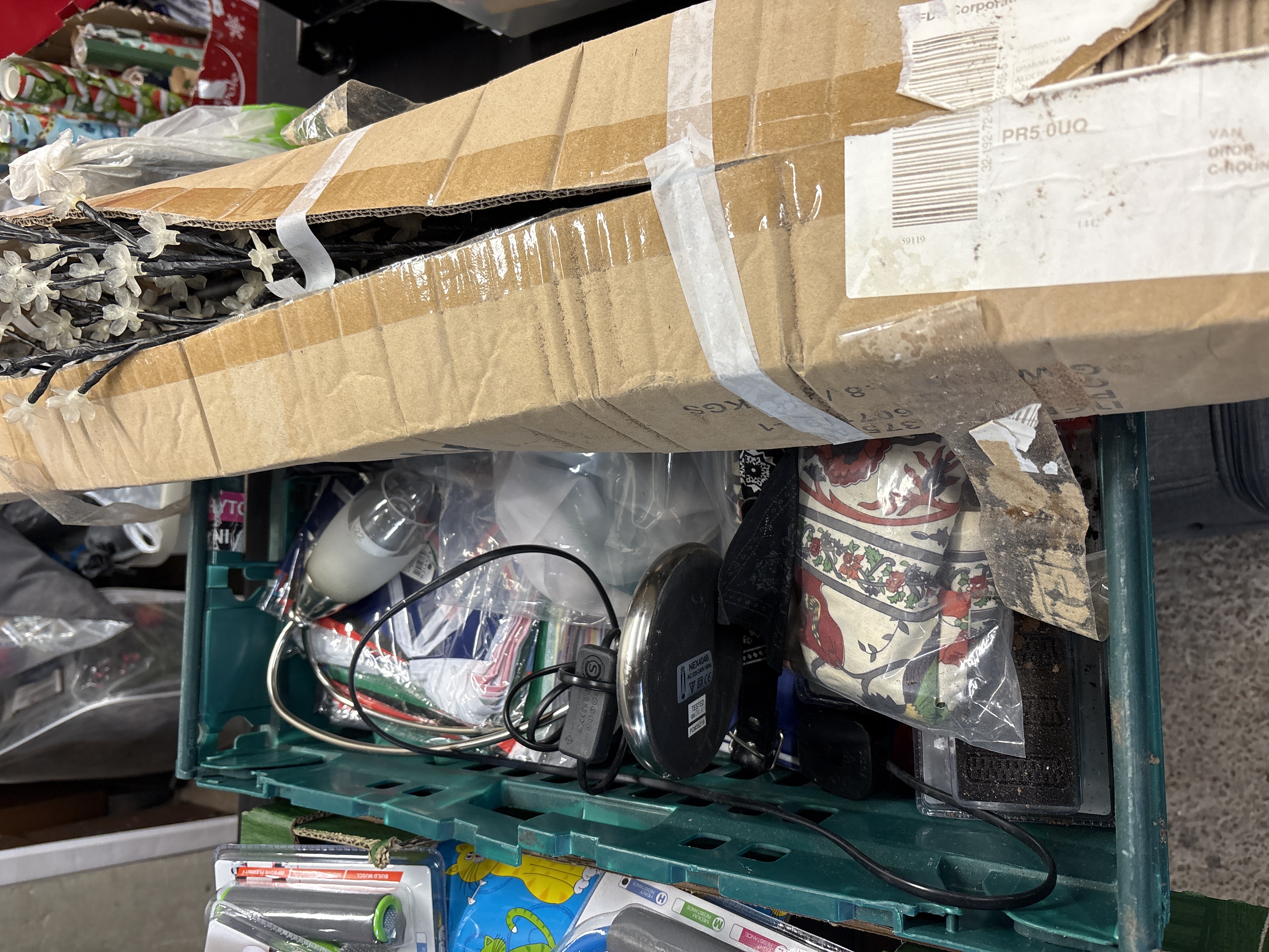 An Assortment of Household Goods including Nexa Lamp Base and LED Holiday Lighting