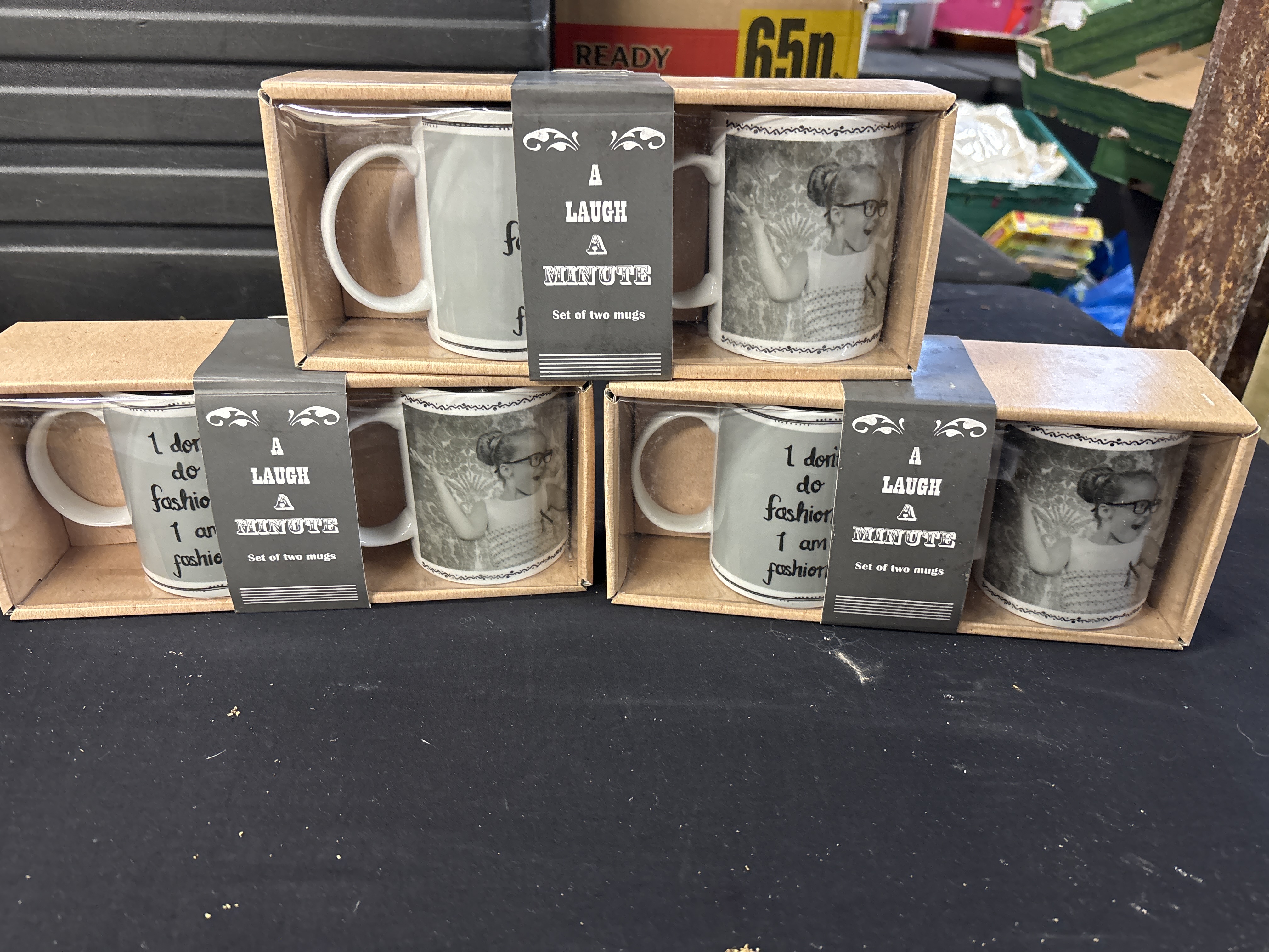 A Trio of A Laugh A Minute Two-Piece Ceramic Mug Sets