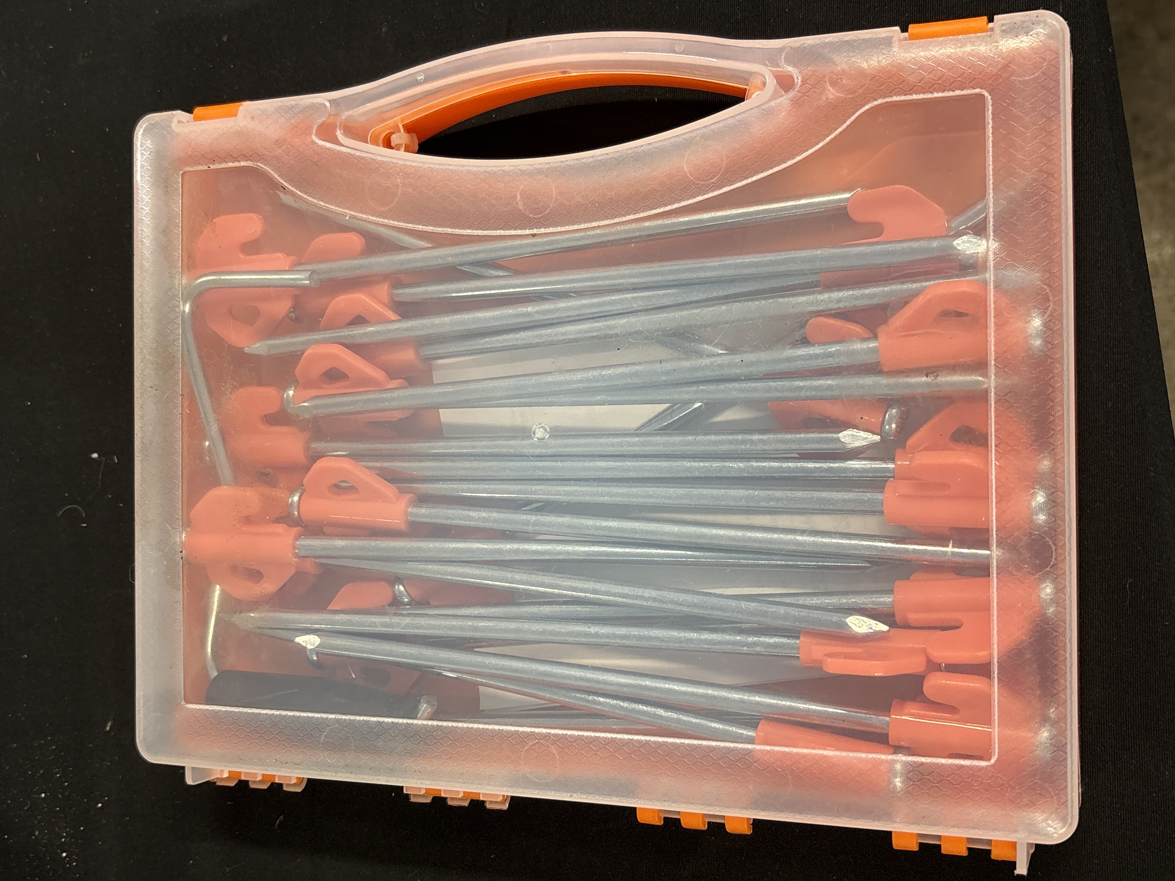 A Set of Heavy-Duty Steel Hard Ground Camping Pegs with Carry Case