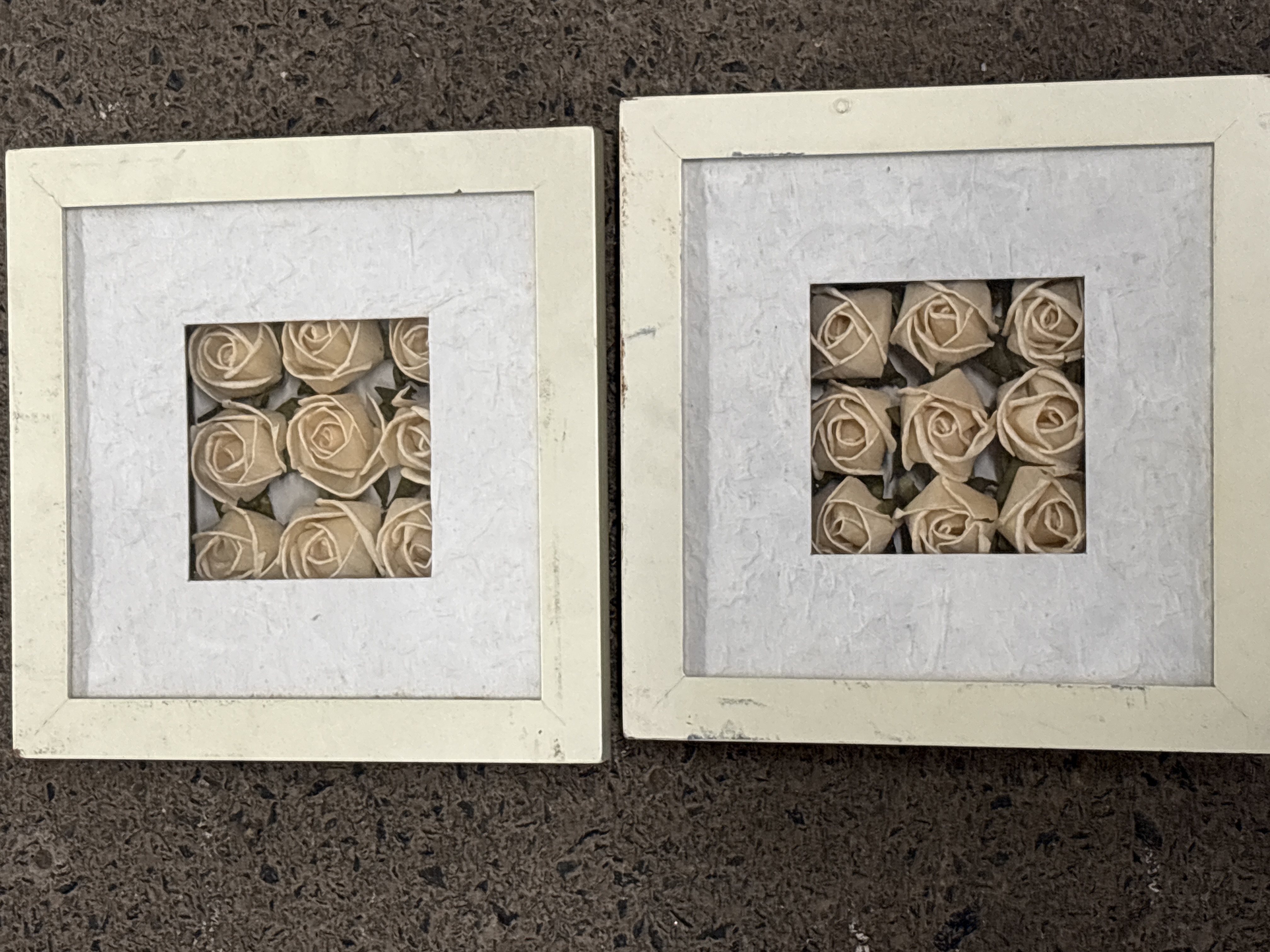 A Pair of Floral Shadow Box Wall Decorations