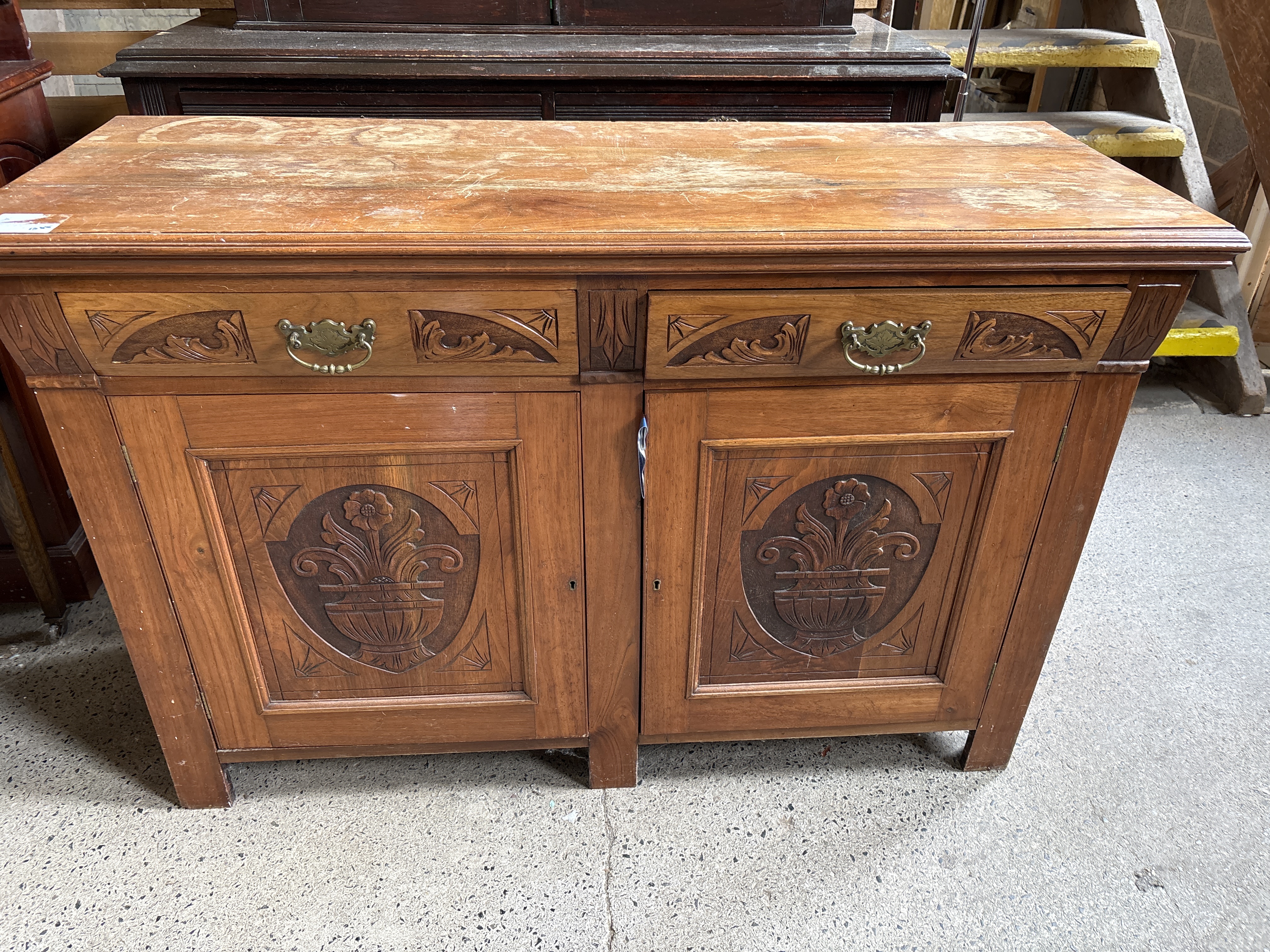 French Provincial Style Carved Walnut Sideboard