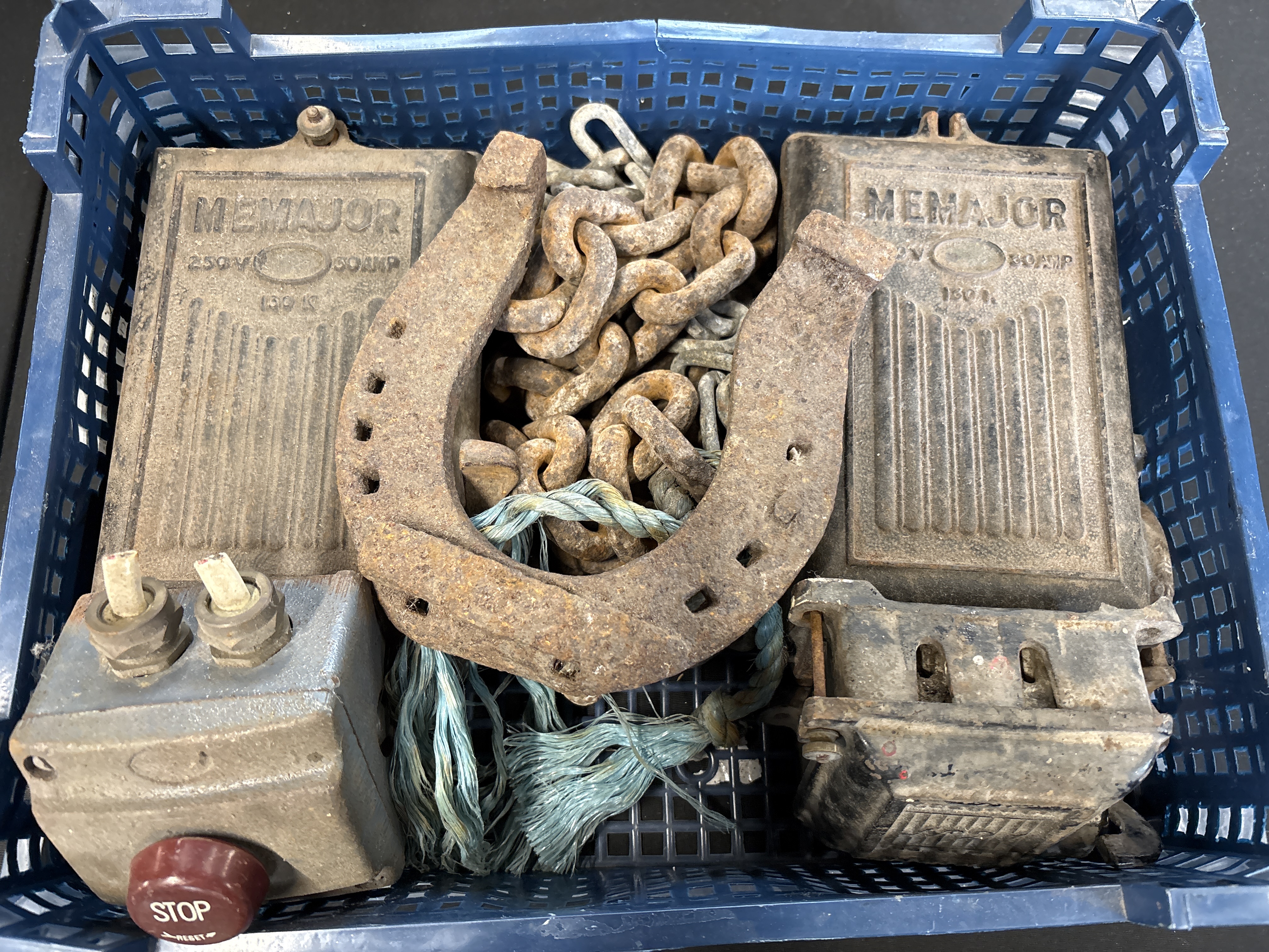 A Collection of Vintage MEM Industrial Electrical Switchgear and Salvaged Metal Items