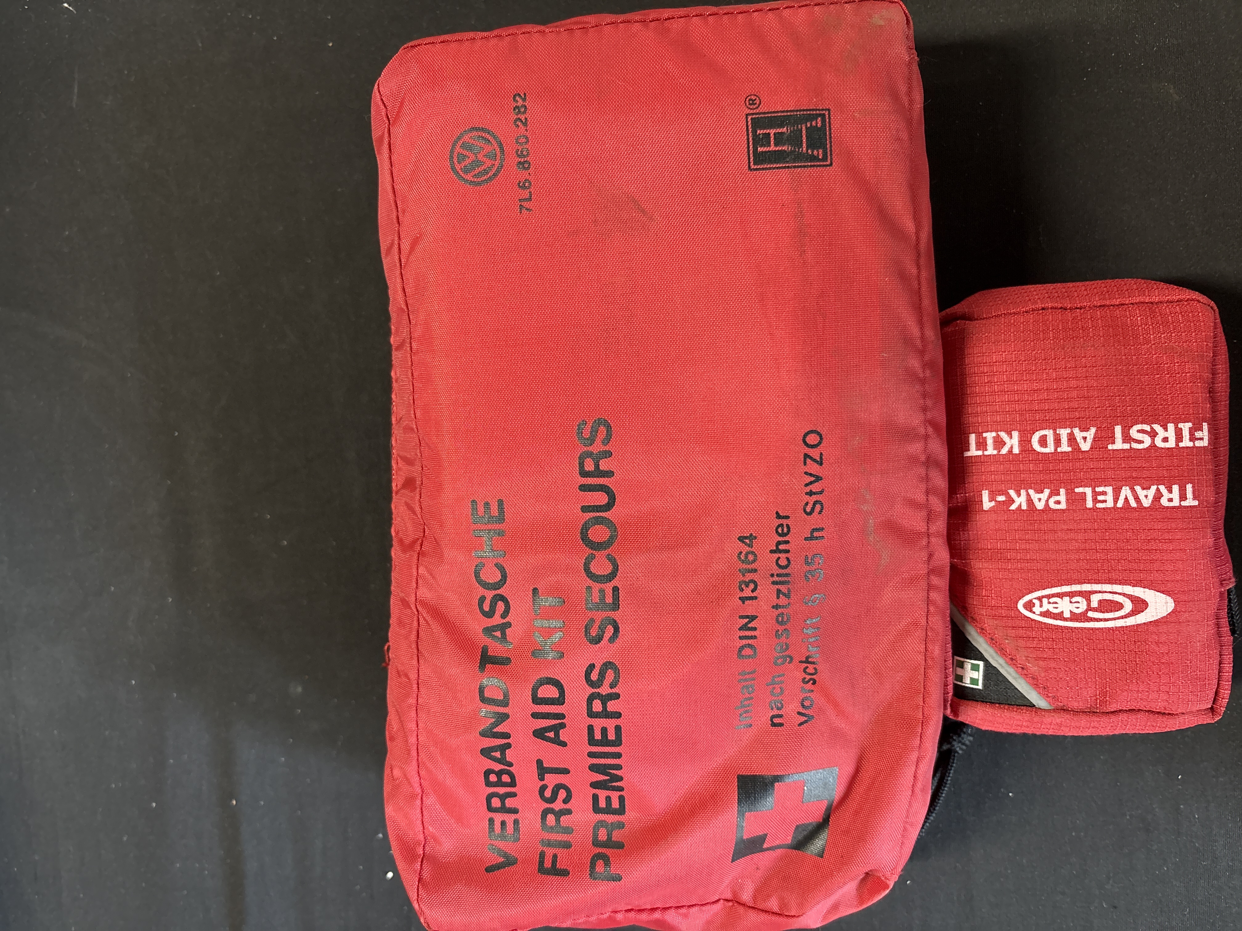 Two First Aid Kits Including Volkswagen OEM Part Number 7L6 860 282 and Gelert Travel Pak-1