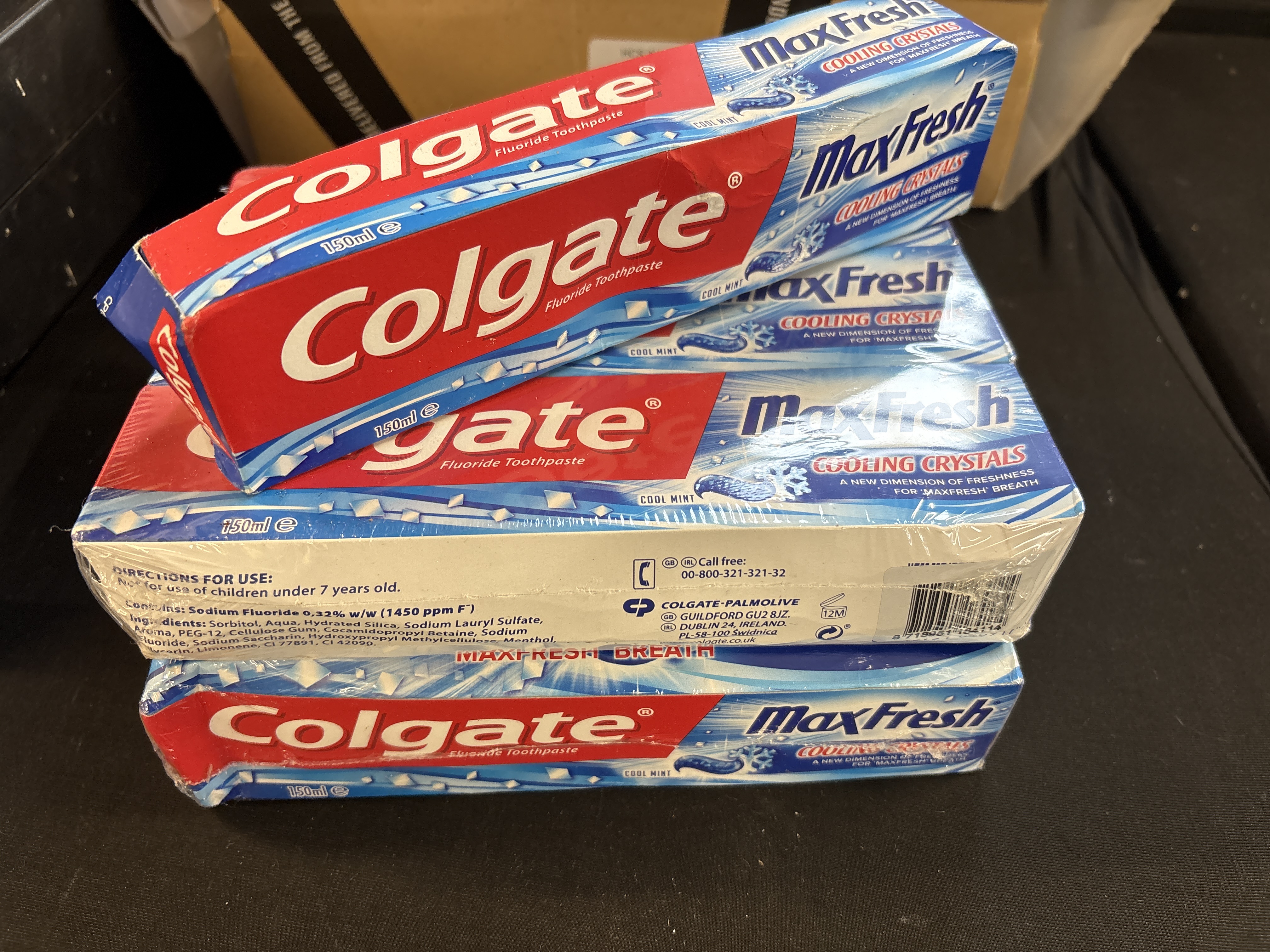 Several Boxes of Colgate MaxFresh Cooling Crystals Fluoride Toothpaste 150ml