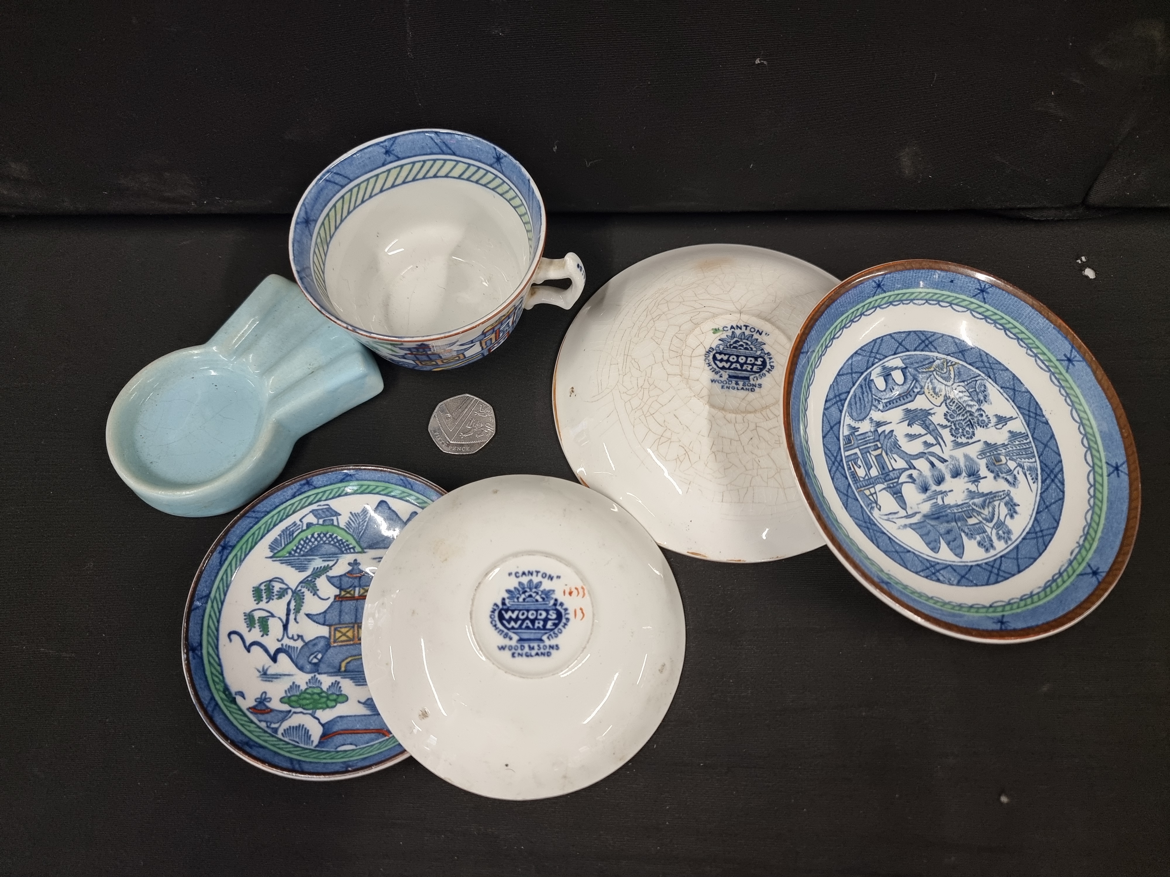 An Assortment of English Earthenware including Wood & Sons Woods Ware Canton Pattern Tableware