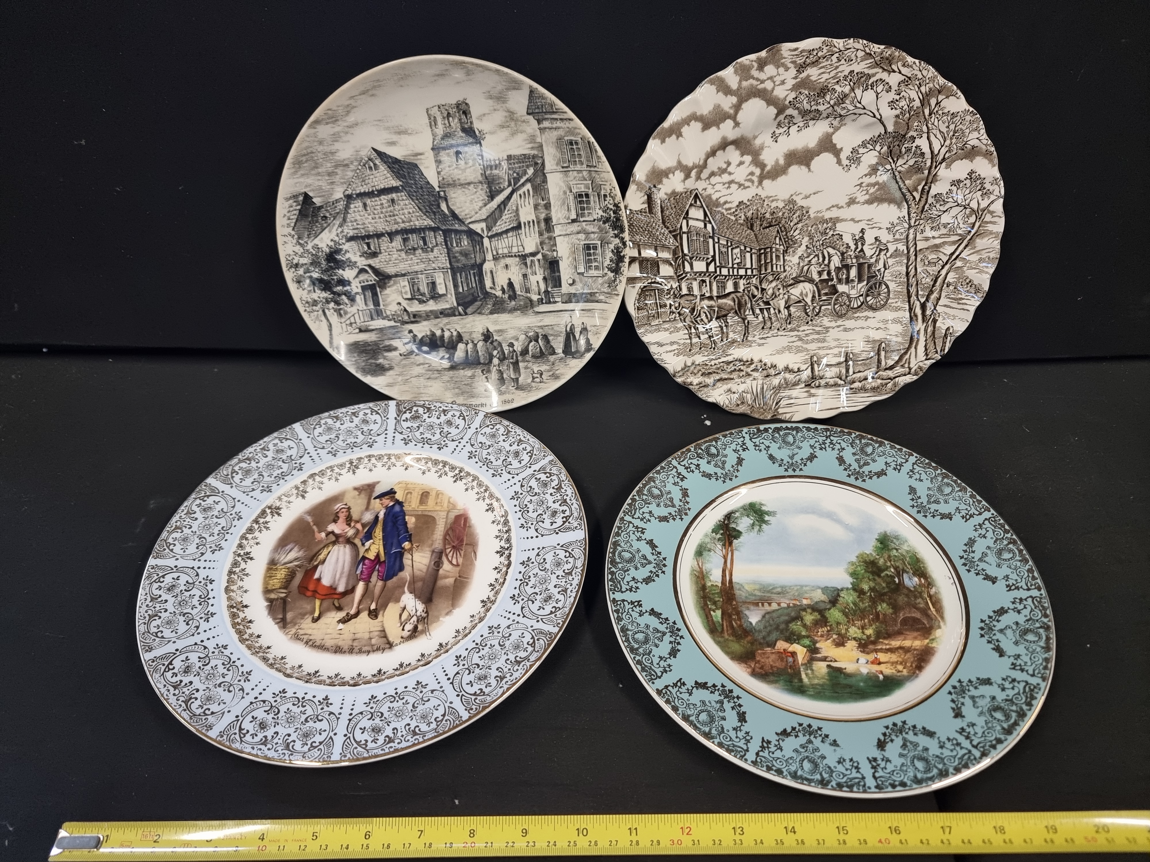 A Collection of Four Decorative Transfer Printed Earthenware Plates