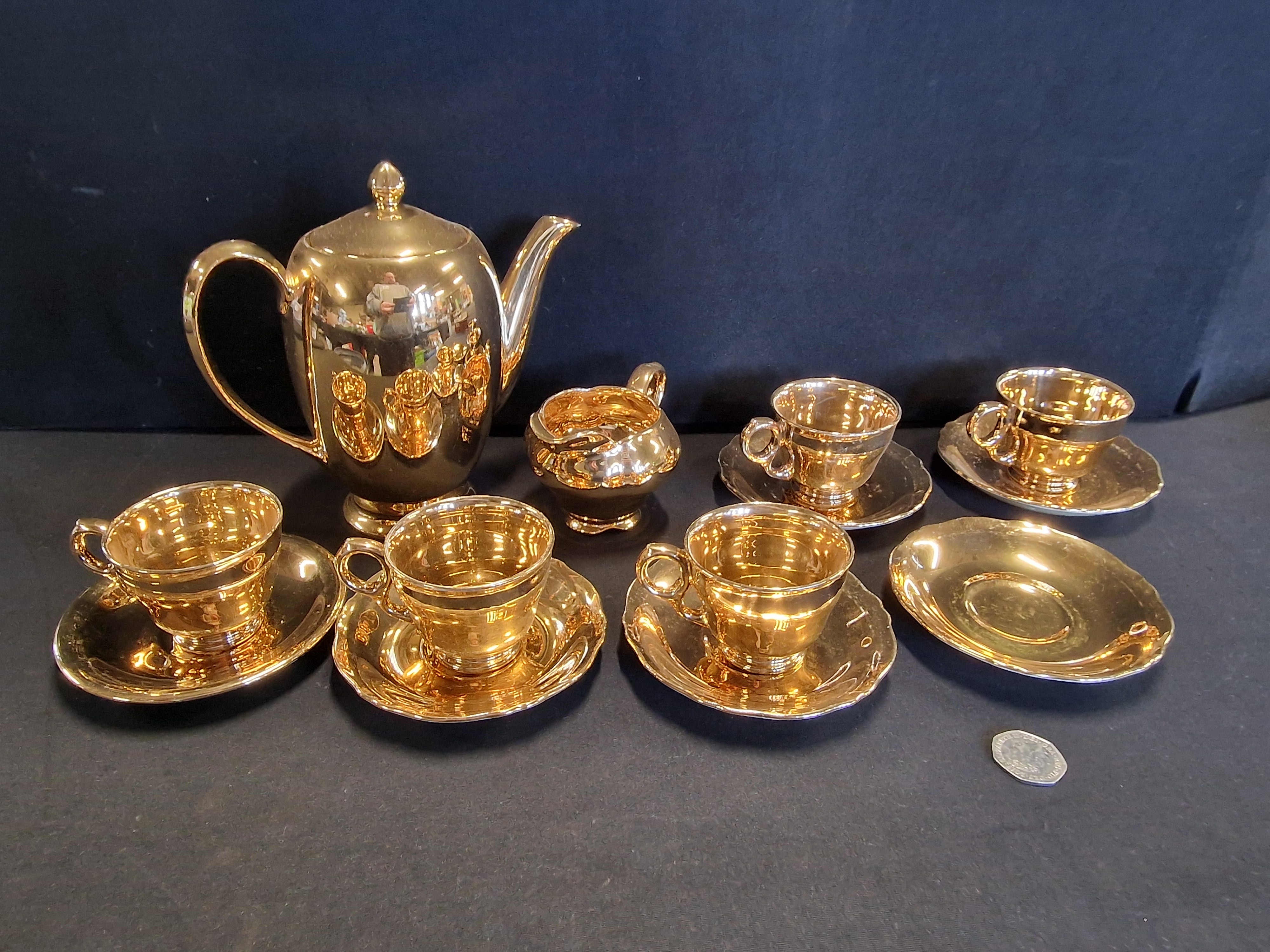 A Royal Winton Gold Lustre Ceramic Tea Service