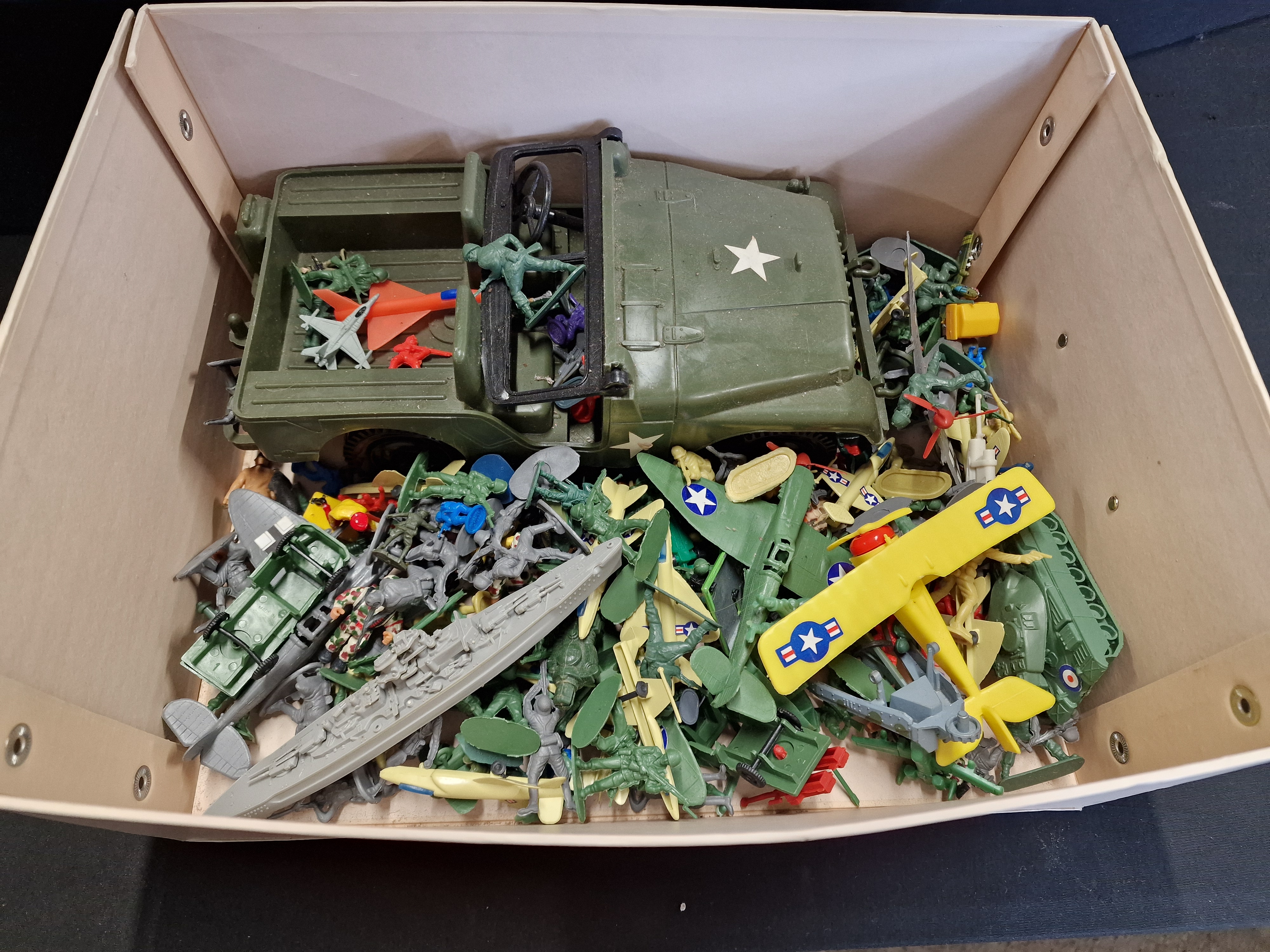 A Collection of Plastic Military Vehicles, Aircraft and Soldier Figures