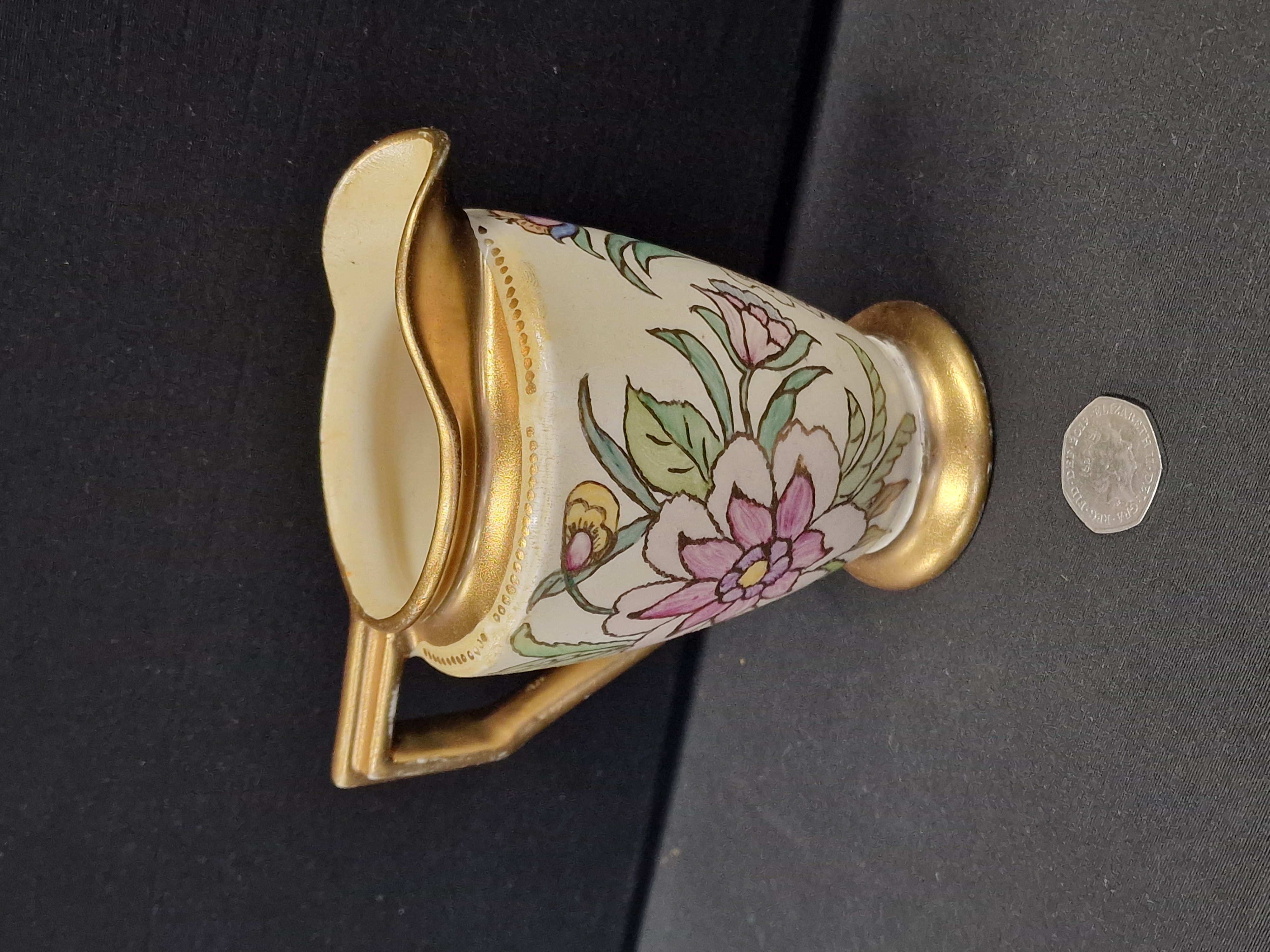 Burleigh Ware Athlone Pattern Gilded Earthenware Cream Jug