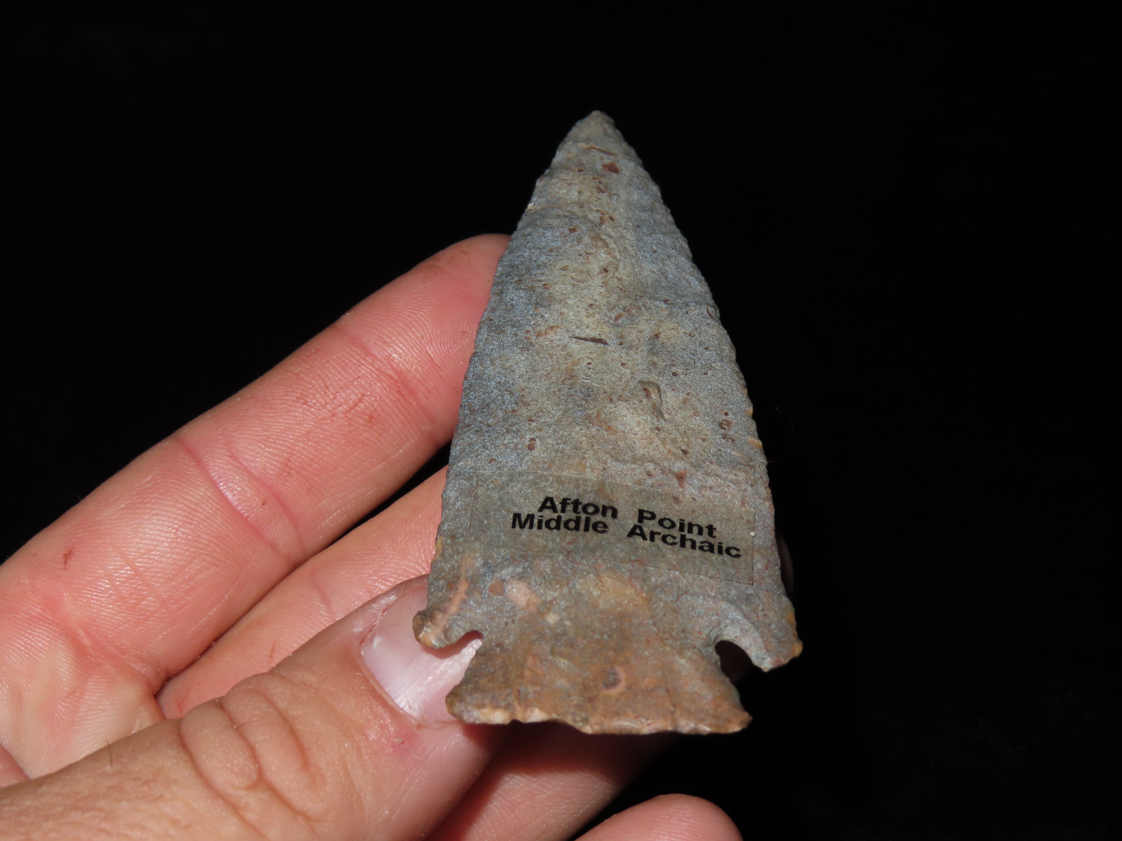 Lot 156 4 5/16" Afton, Motley COA, found in by Cliff Milnes in Perche