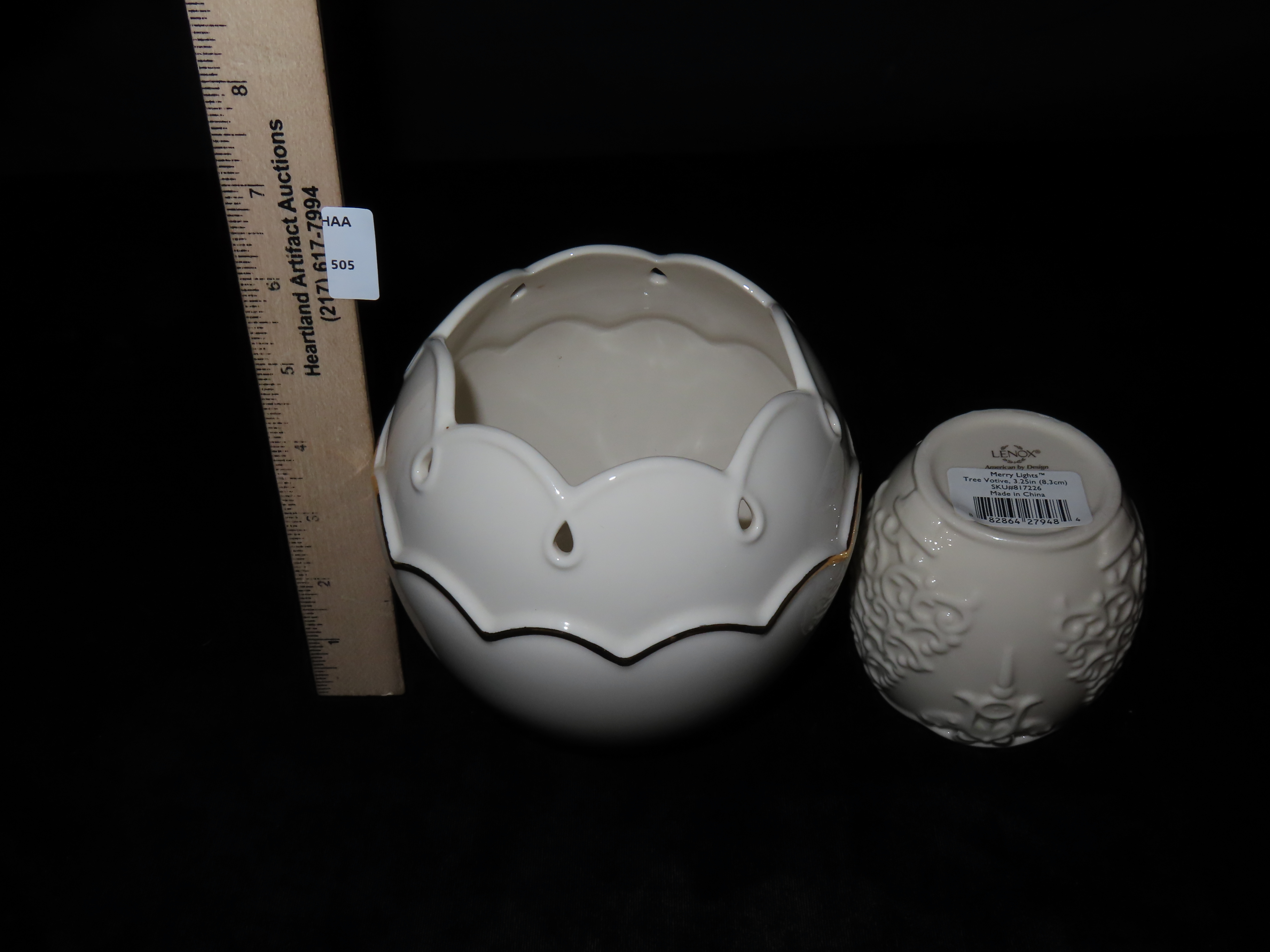 Lot 505 Set of Votive HoldersLenox "Perfect Petals" and Lenox "Merry