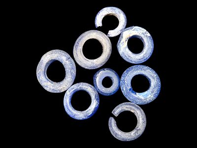 Group of 8x Cobalt Blue Trade Beads. Largest is 1/2".Auctioning as Authentic & Unaltered