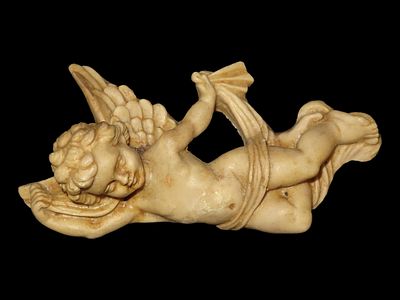 6" molded bone Cherub with hanger.Auctioning as Authentic & Unaltered