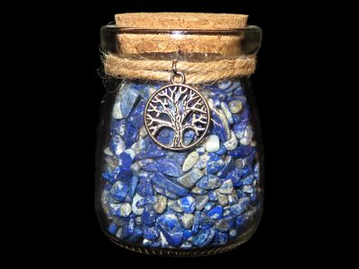 2 3/4" jar of Lapis Lazuli polished tumbles.Auctioning as Authentic & Unaltered