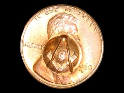 Masonic/Freemason Couterstamped 1960-D Penny.Auctioning as Authentic & Unaltered