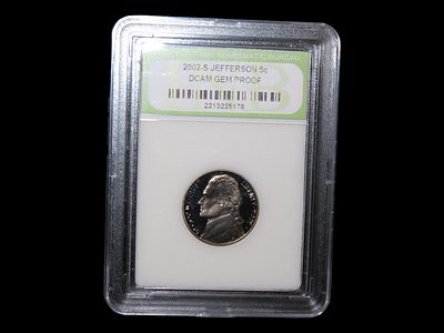 INB Slabbed Deep Cameo Gem Proof 2002-S Jefferson Nickel.Auctioning as Authentic & Unaltered