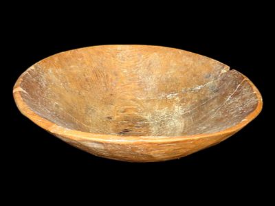 19" Dia Wooden Bowl, Hand Carved from a Single Log.