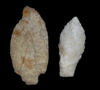 2 Stemmed Pts., found by Adam Sisler & Family in Keokuk Co., Iowa