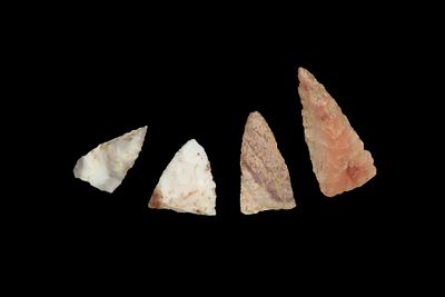 Group of 4 Triangluar Pts, found by Adam Sisler & Family in Keokuk Co., Iowa