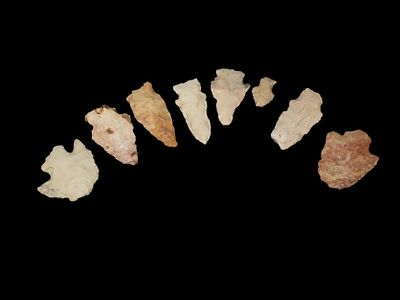 Grouping of 8 Arrowheads Found by Geoff Sandt in St. Louis Co. Missouri, Known as the 