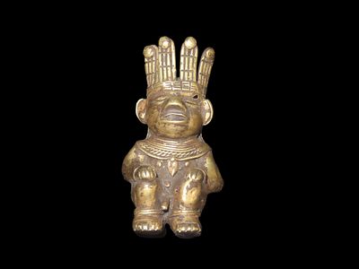 2 13/16" x 1 1/2" Pre-Columbian Male Human Effigy Talisman or Totem, Motley COA, Tumbaga, found 