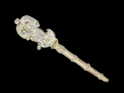 3 7/8" X 7/8" Copper Bird Effigy Cloak Pin, Motley COA, found in South America, Ex Steve Barras 