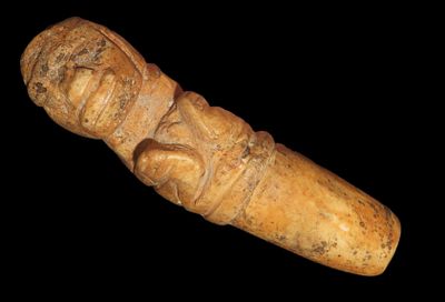 3 1/2" x ! 1/2" Bone Human Effigy Pre Columbian Found In Peru South America