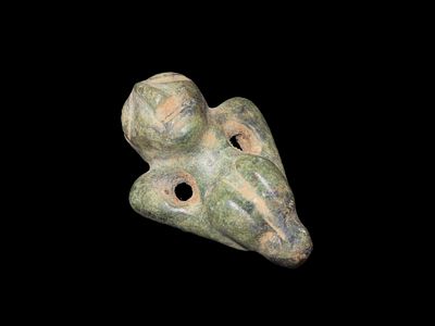 1 1/8" x 1 5/8" Jade Human Effigy Pendant, Motley COA, found in South America, Ex Steve Barras 