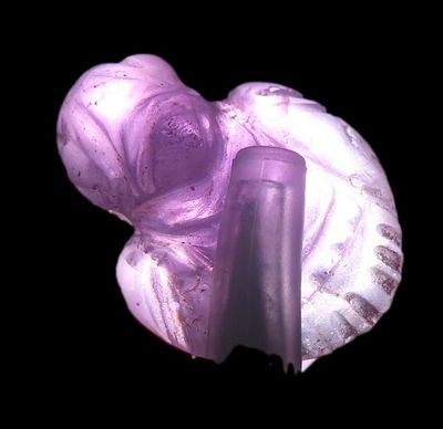 5/8" Tall Pre Columbian Fluorite Parrot Effigy Bead Pendant From Guatemala