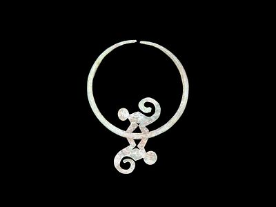 2" x 2 3/4" Copper Nose Ornament/Decoration feat. Monkeys, Motley COA, found in South America 