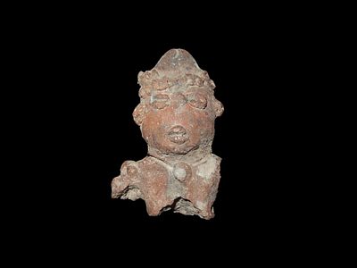 2" x 1" Pre Columbian Pottery Human Effigy Head Southern Mexico
