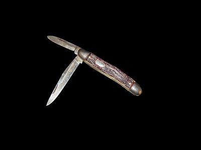 3 3/8" Antique Colonial Prov. USA Made 2-Blade Pocket Knife