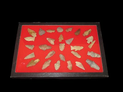 12 1/2 x 8 1/2" Frame of 28 Louisiana Arrowheads