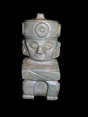 3" Jade Human Effigy Statue, Mexico, Motley COA, Great Example with nice detail & polish