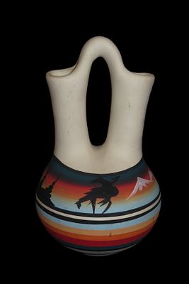 7" Tall Navajo Wedding Vase, Southwest Native American Indian Pottery