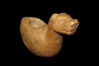 3" Pre Columbian Jasper Canopa Offering Vessel, Found in Peru