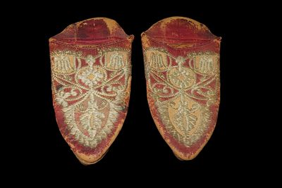 Pair of Antique Moroccan Stitched Moccasins