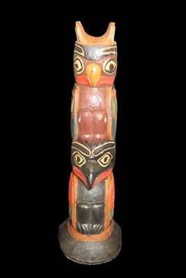 9 1/4 Colorful Totem Pole, From Northwest Coast