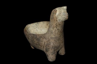 4" x 3 1/4" x 2 1/8" Pre-Columbian Llama Effigy Bowl/Cup, from Peru