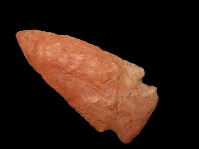 3 1/16" Bright Red Corner Notch, Nice Size, Found Between 1968- 2023 By Jeff Thompson in Either 