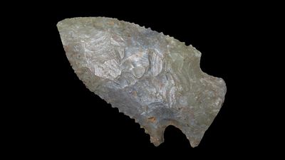 2 1/8" Kirk Corner Notch, Serrated, Franklin Co., Tennessee, Ex. Jim Lee, Ex. Dickey