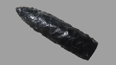 2 5/8" Eden, Cody Complex, Lake Co., Oregon, Snaped Base, Median Ridge, Obsidian, Ex. Jim Lee 